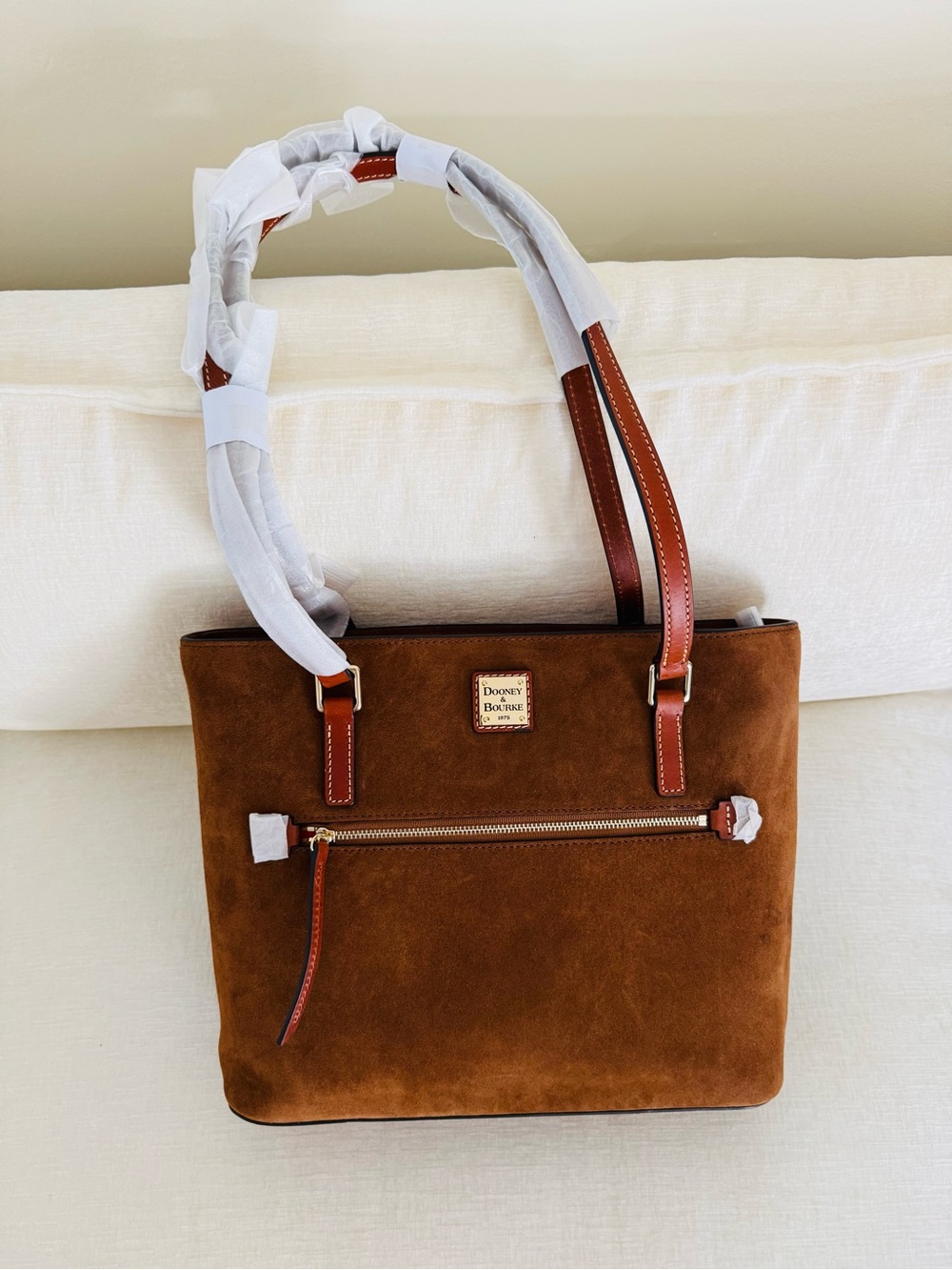 Dooney & Bourke Brown Suede Tote Bag-Lexington Shopper-Brown T’Moro